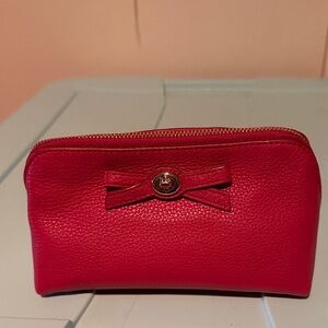 Coach Red Leather Bow Cosmetic Case